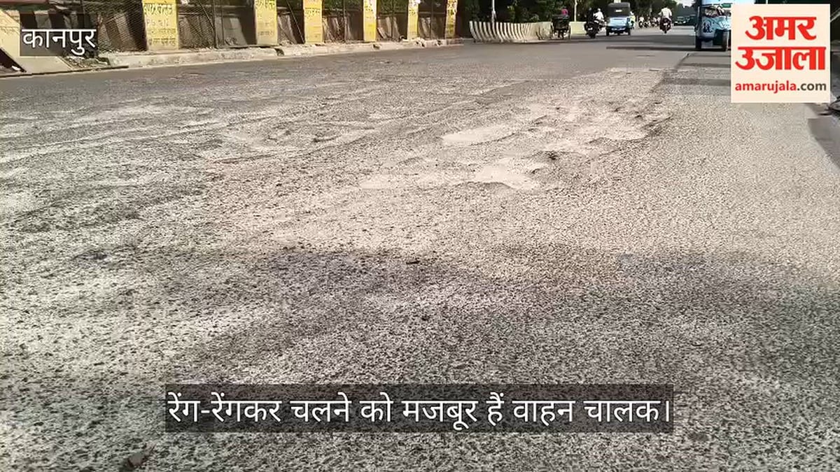 कानपुर के झाड़ी बाबा पुल पर बने बड़े-बड़े गड्ढे, वाहन चालकों की थमी रफ्तार
