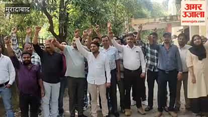 Contractual employees staging a sit-in at the CMO office