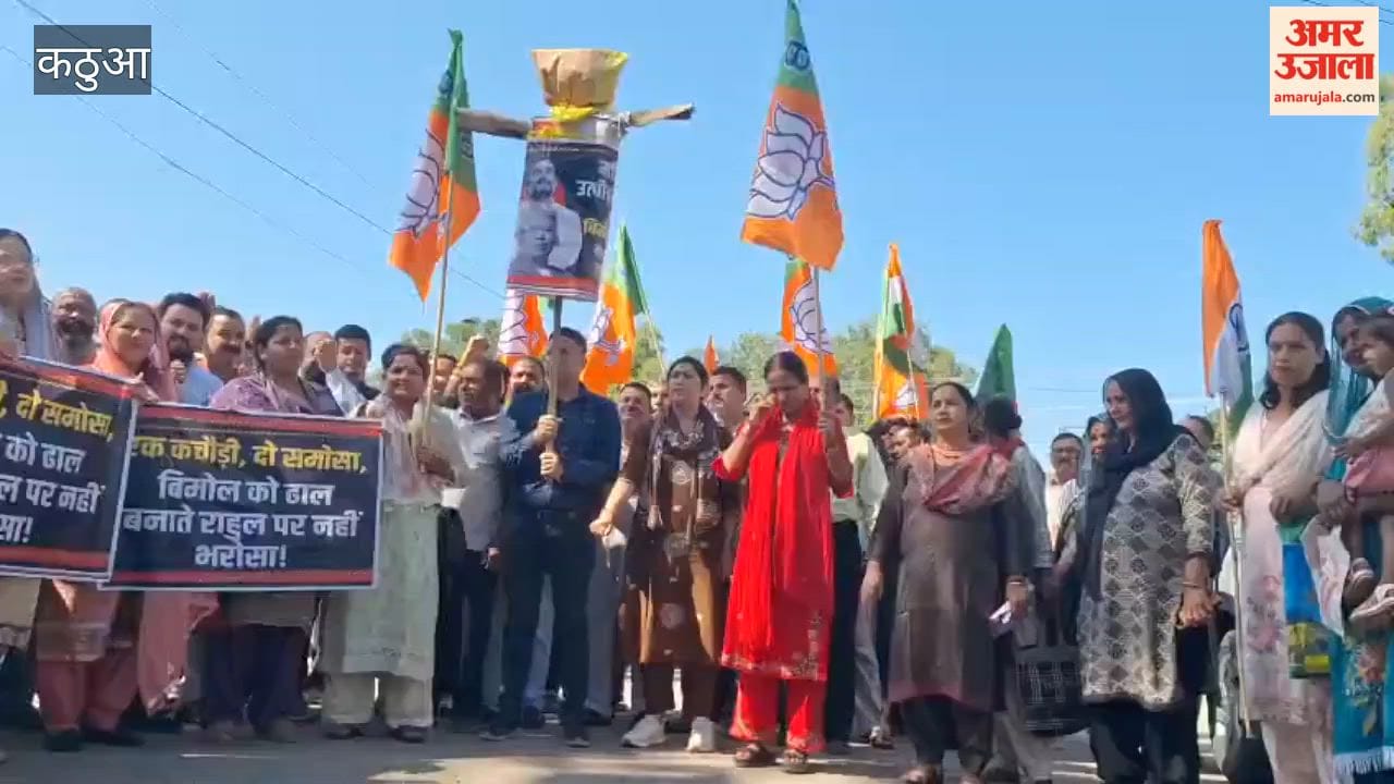 BJP Mahila Morcha protests against Congress MP in Basohli