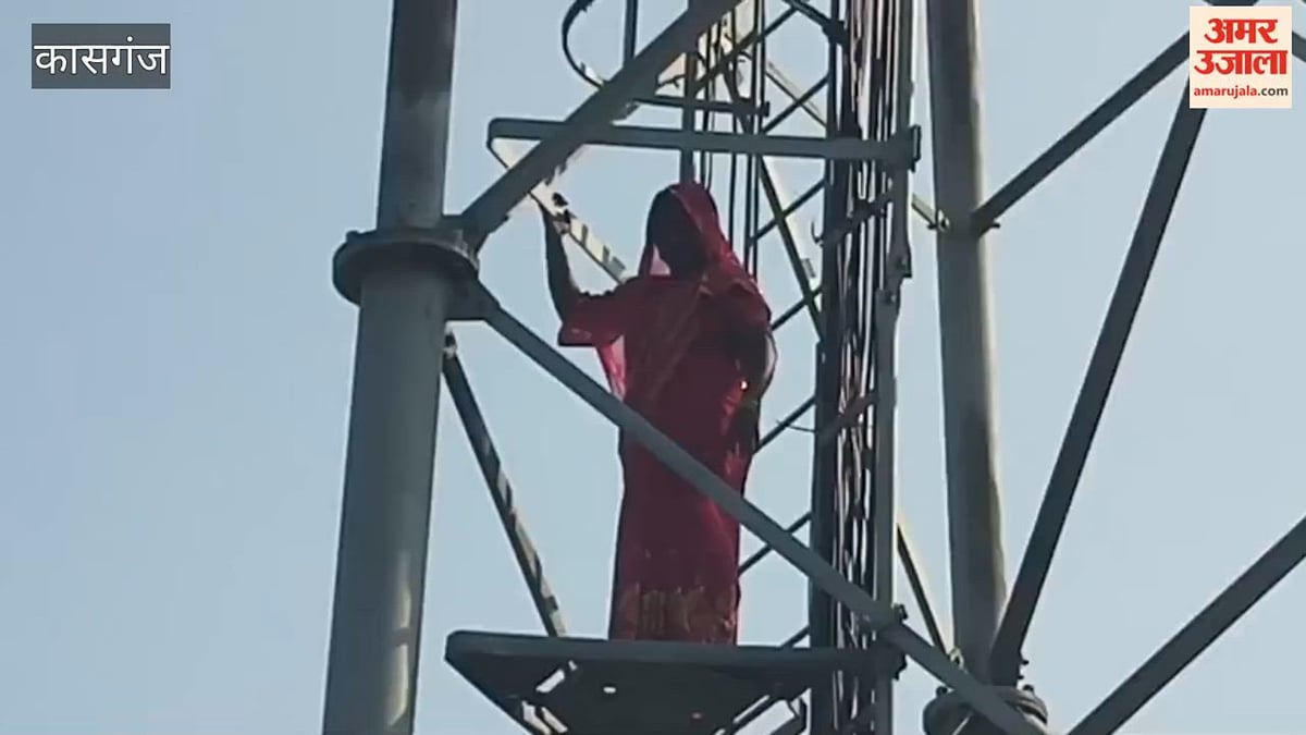 VIDEO: बेटी को बरामद नहीं कर सकी पुलिस, मोबाइल टाॅवर पर चढ़ी महिला