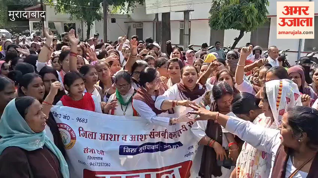 ASHA workers reached the Collectorate after taking out a procession