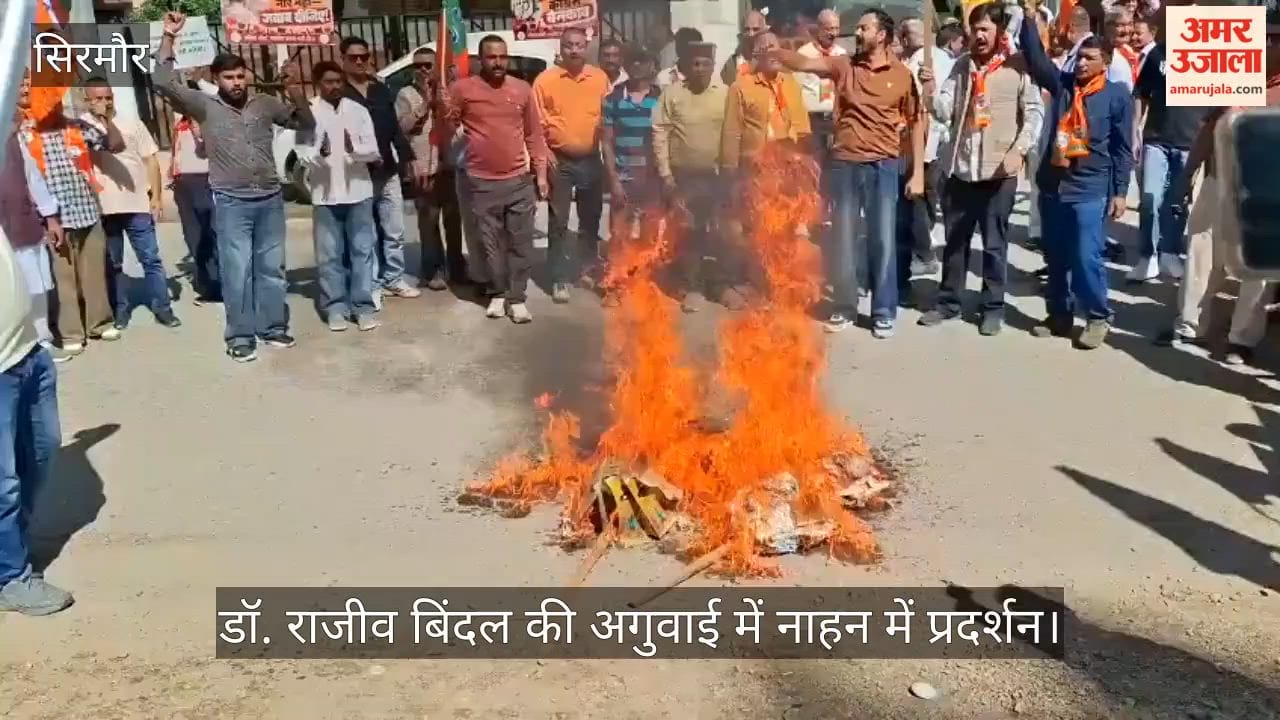 nahan bjp protest against congress rahul gandhi effigies