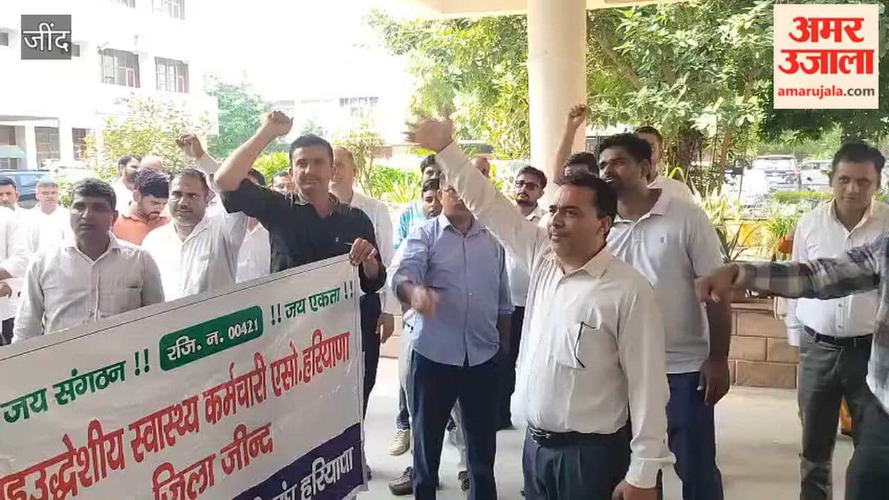Health workers in Jind staged a protest against the online transfer policy.
