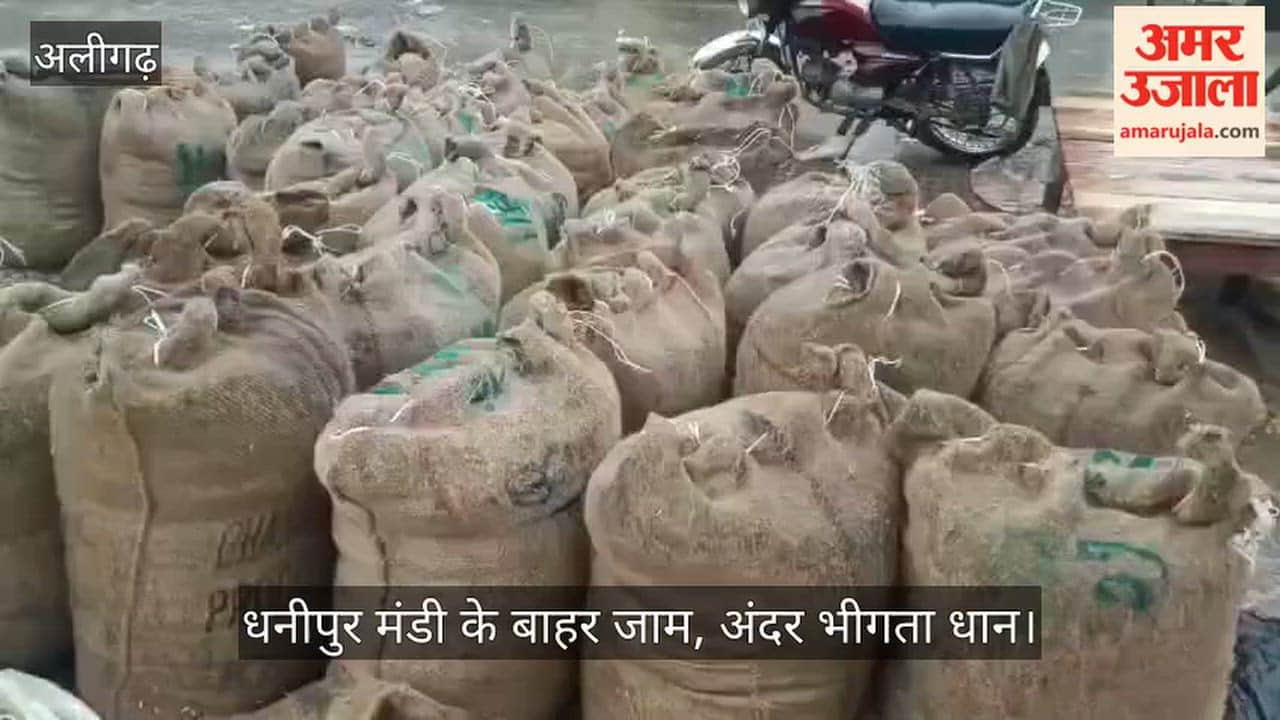 धनीपुर मंडी के बाहर जाम, अंदर भीगता धान