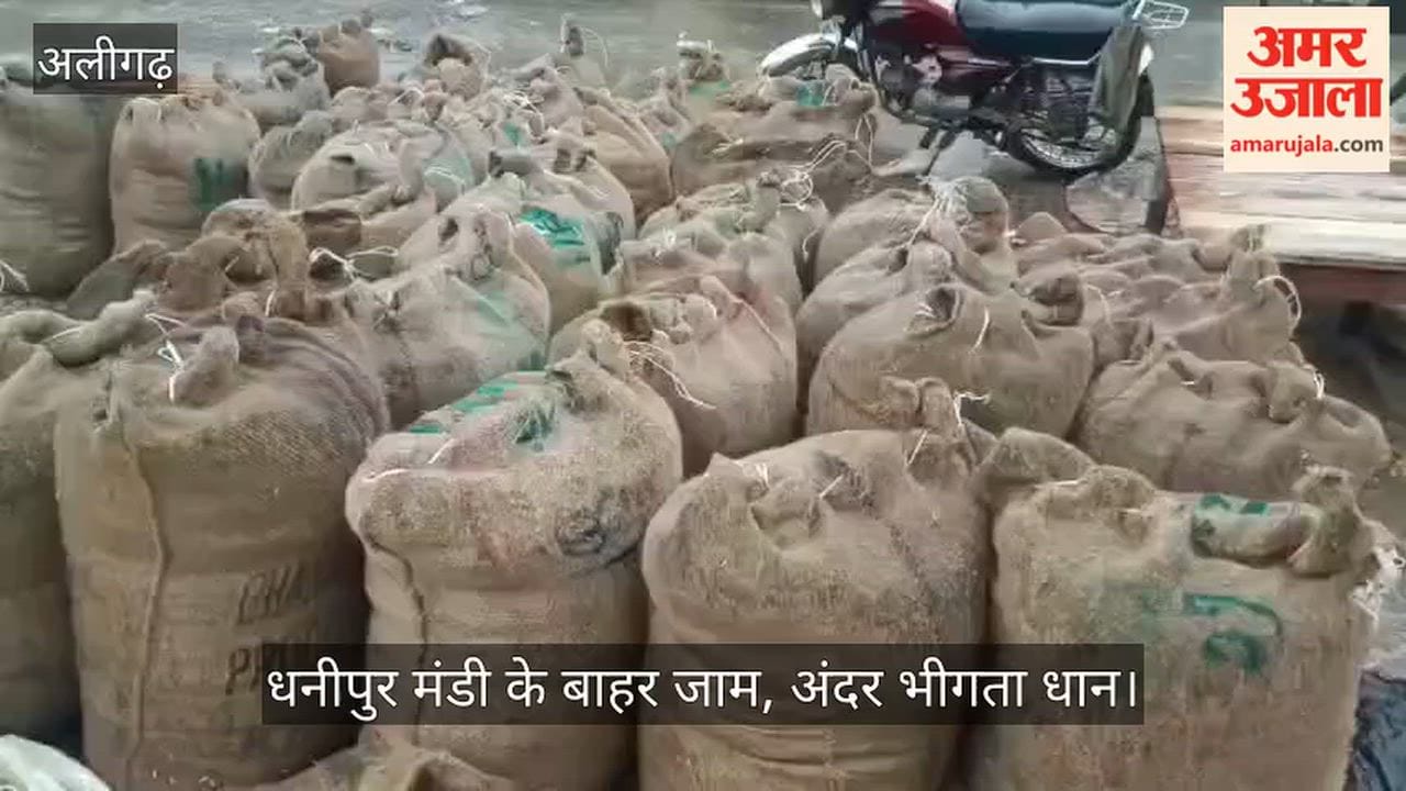 धनीपुर मंडी के बाहर जाम, अंदर भीगता धान