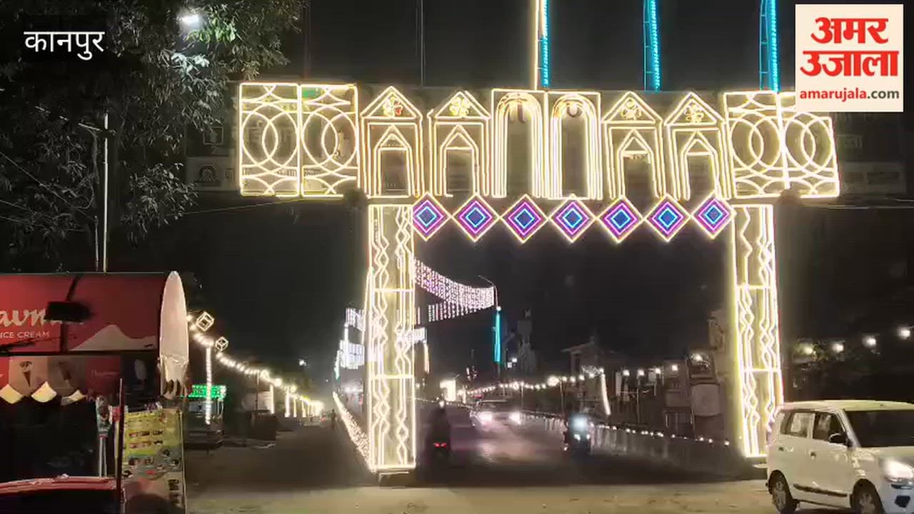 Kanpur: Shyam Nagar Overbridge decorated for the 'Jagran' at PAC Mod