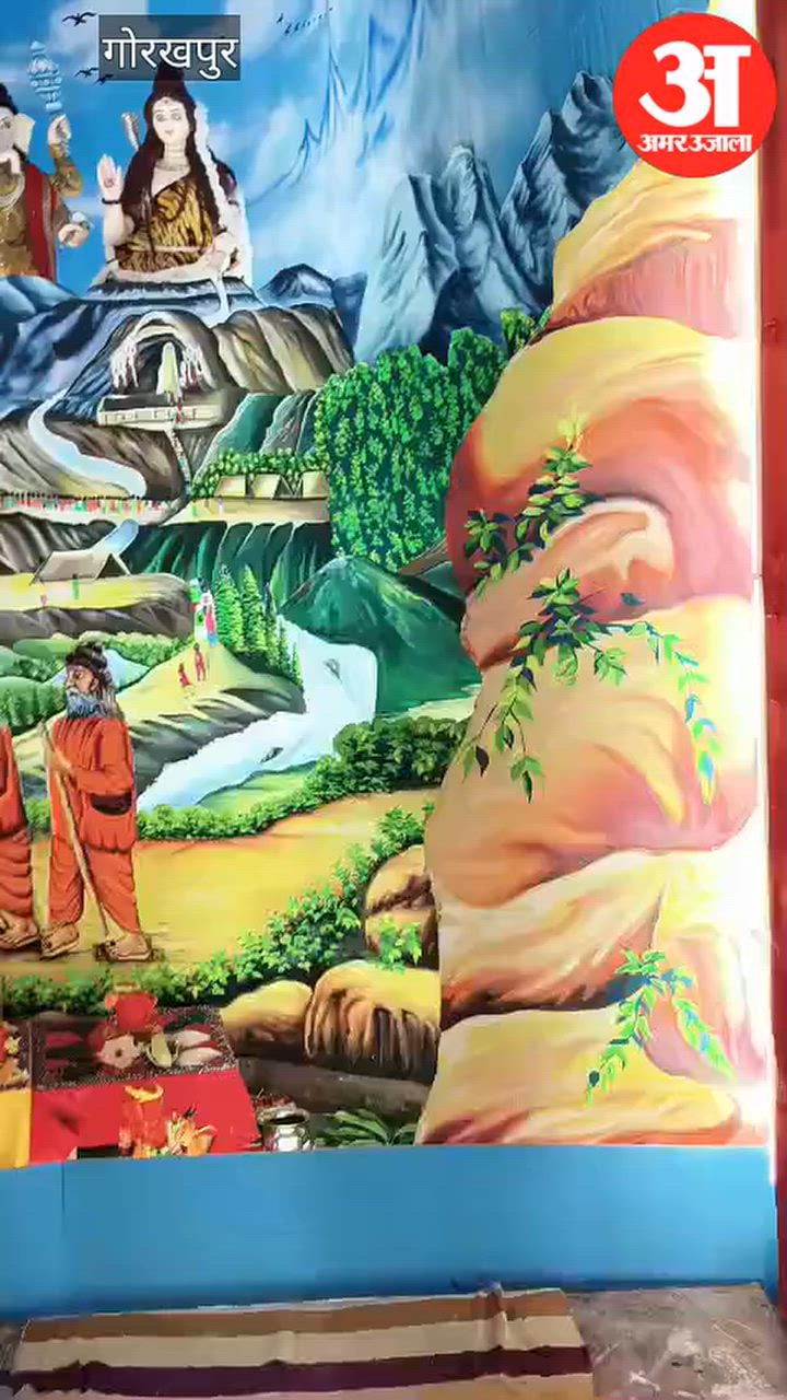 गोरखपुर: गोला के दुर्गा पंडाल में नेपाल आपदा, पुलवामा हमला और केदारनाथ मंदिर की झांकी बनी आकर्षण का केंद्र