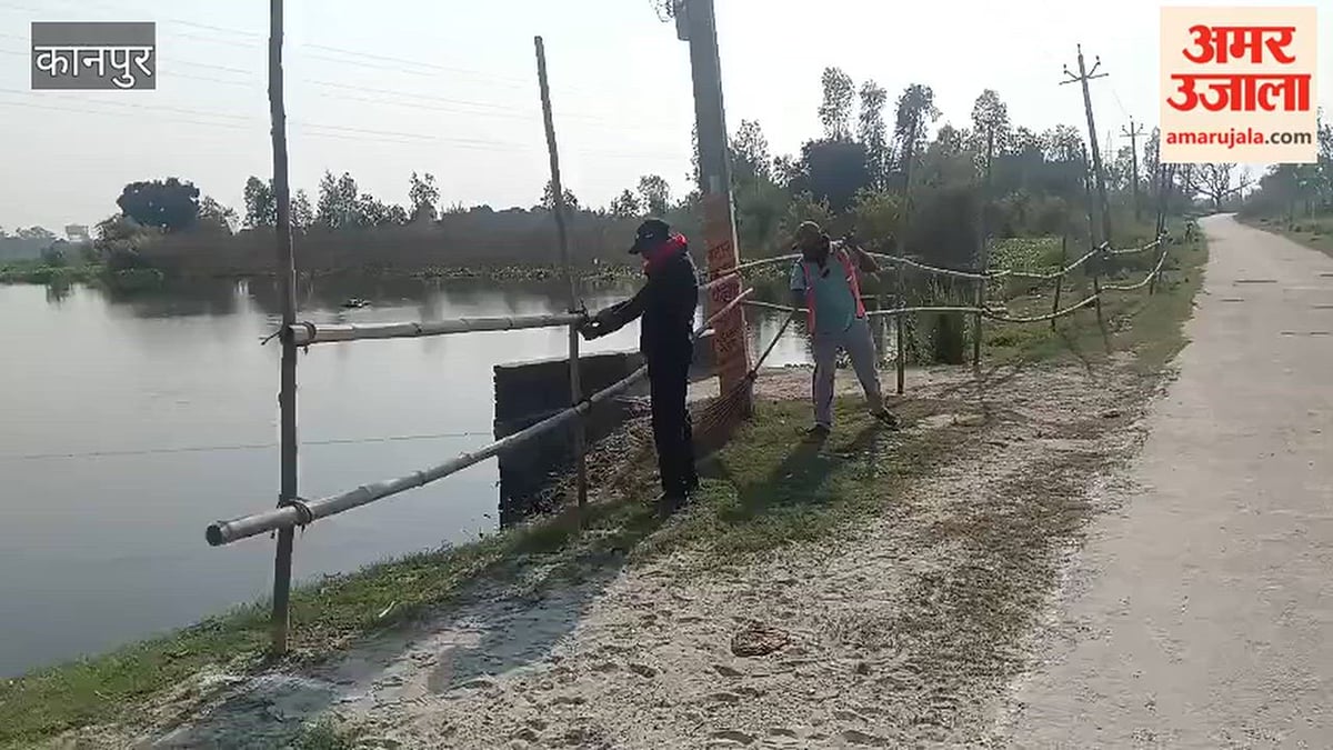 शुक्लागंज: गगनीखेड़ा झील में होगा दुर्गा मूर्तियों का विसर्जन, सुरक्षा के लिए कराई गई बैरिकेडिंग