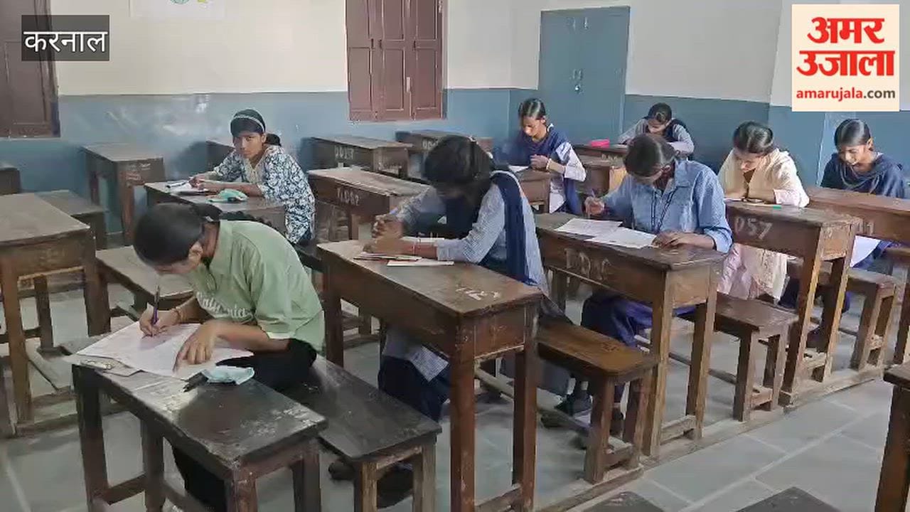 Atul Maheshwari Scholarship Examination in Haryana; students taking the test with enthusiasm.