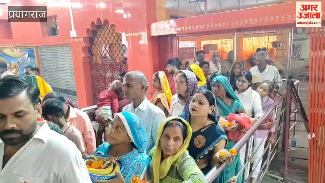 Chants of devotion resonate at the Adishakti Alop Shankari Temple long queues of devotees form.