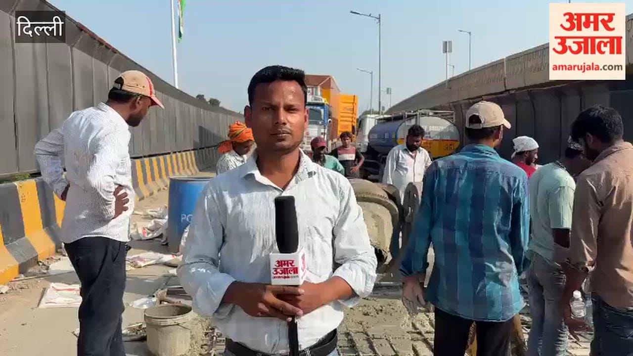 Delhi: Repair work underway on the RTR flyover