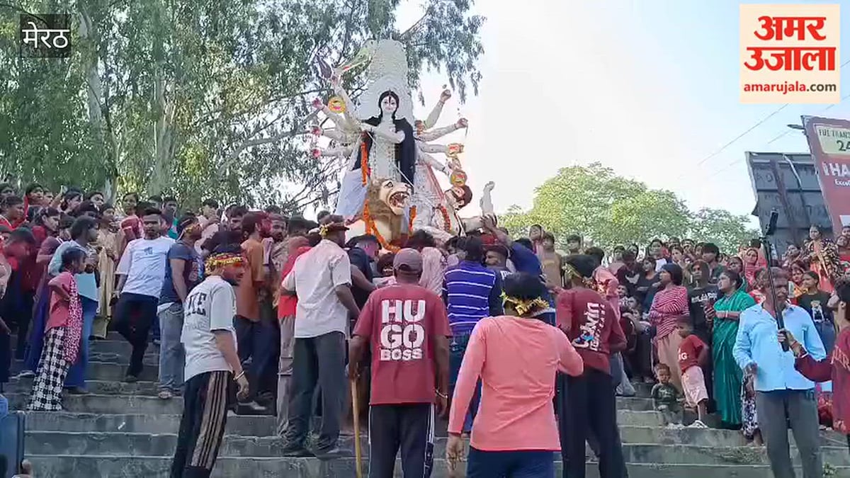 मेरठ: नम आंखों से दी गई मां दुर्गा को विदाई, मध्य गंग नहर में हुआ प्रतिमा विसर्जन