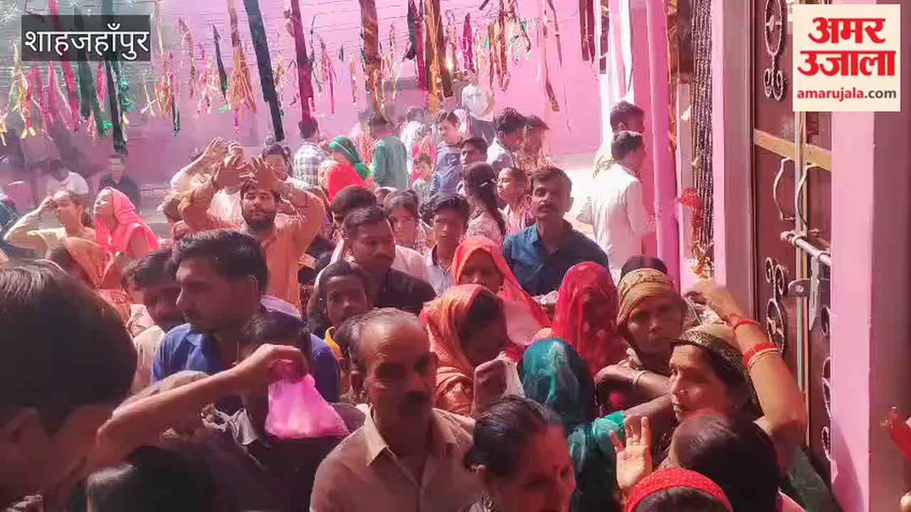 Large crowds of devotees throng the historic Devi temple in Shahjahanpur