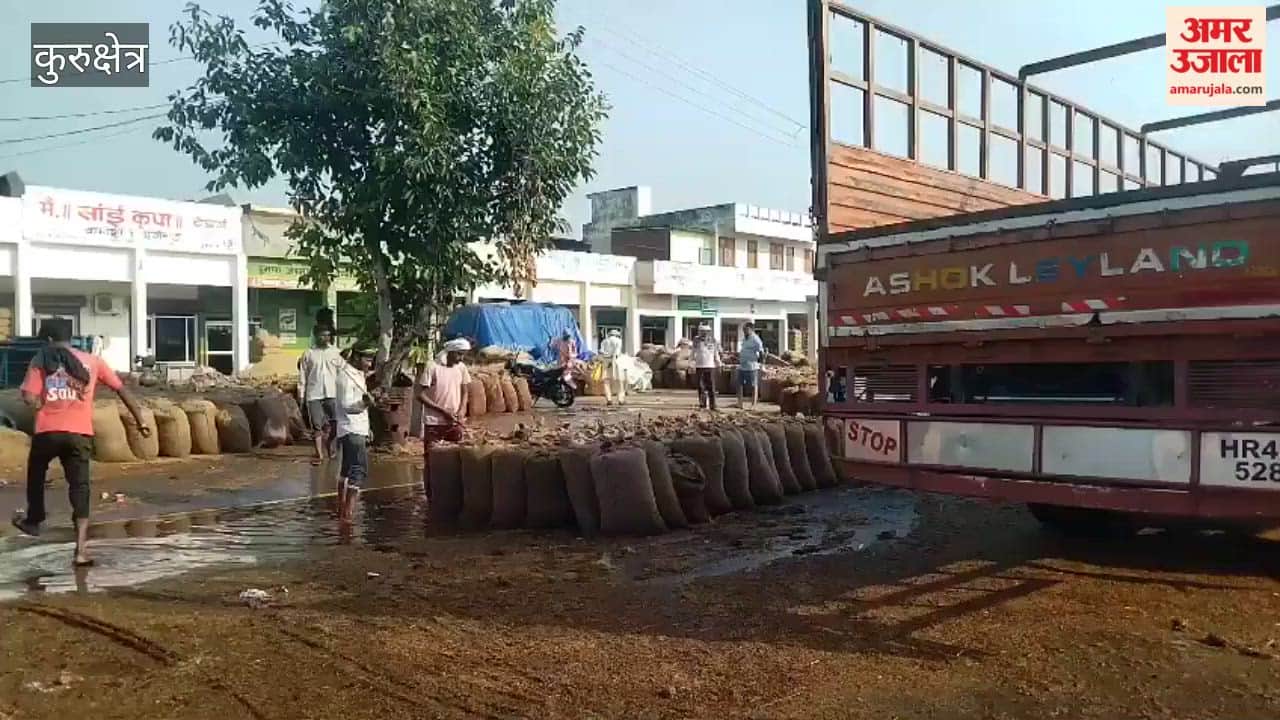 Rain overnight in Kurukshetra has left grain markets in a dismal state; the Thanesar grain market has turned into a waterlogged pool