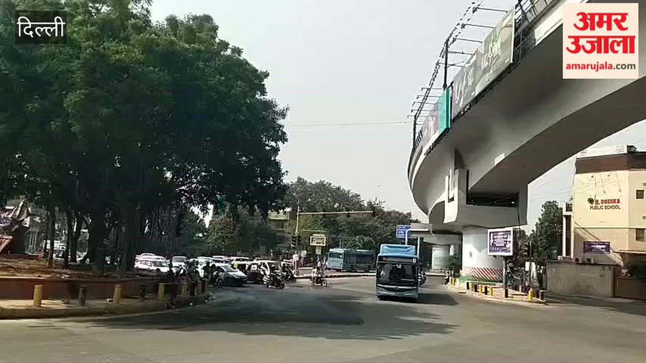 Beautification-related construction work is underway near the Pusa Road roundabout in Delhi