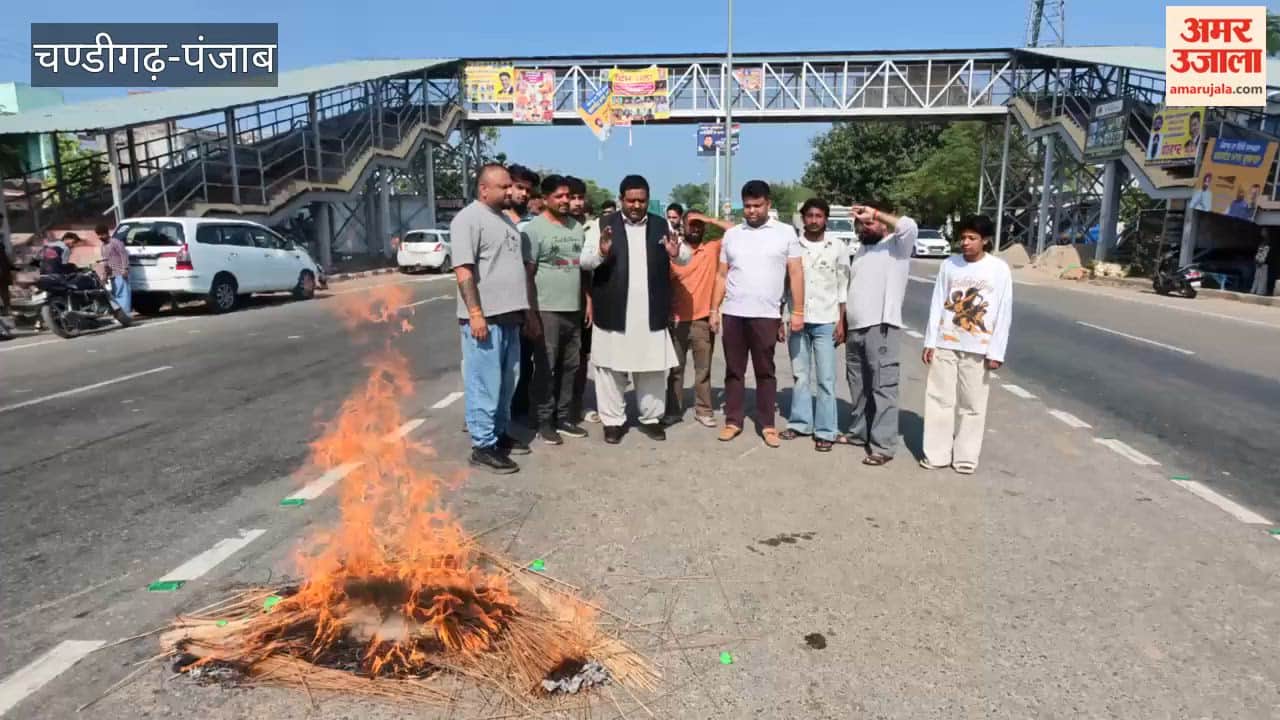 Sumit Dadhwal burned an effigy of the Punjab government to demand justice for Parvinder Singh Jhota and to protest against drugs.