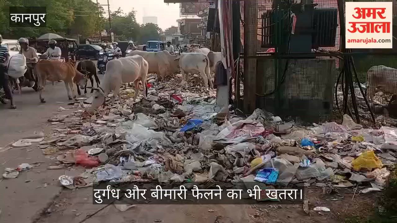 Kanpur Pile of trash accumulates in front of Panki Road police outpost