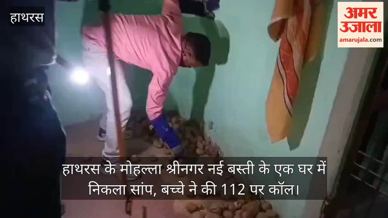हाथरस के मोहल्ला श्रीनगर नई बस्ती के एक घर में निकला सांप, बच्चे ने की 112 पर कॉल