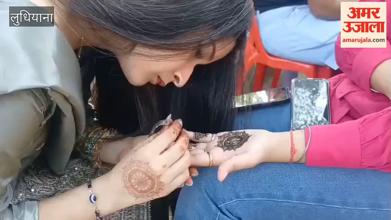 Women in Ludhiana are enthusiastic about Karwa Chauth; they have adorned their hands with henna (mehndi)